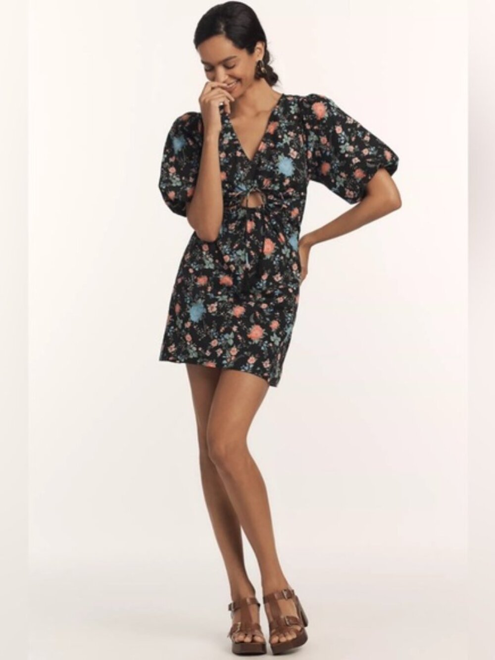 NWT Anthropologie Maeve Women’s XS Short-Sleeve V-Neck Cotton Mini Dress